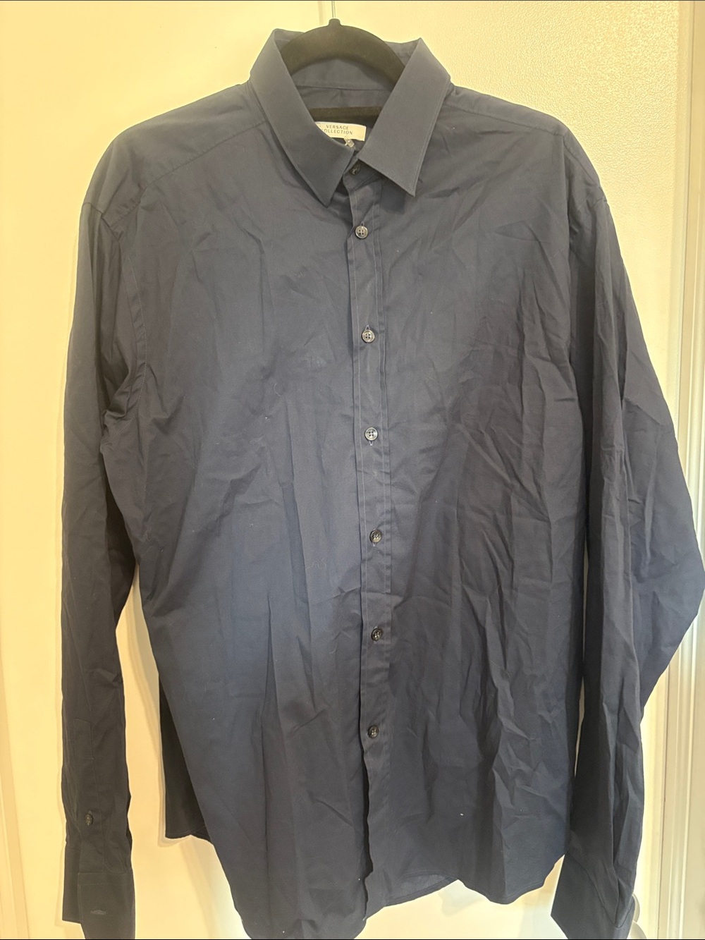 Versace Men's Dark Blue Dress Cotton Shirt size 44 17 1/2